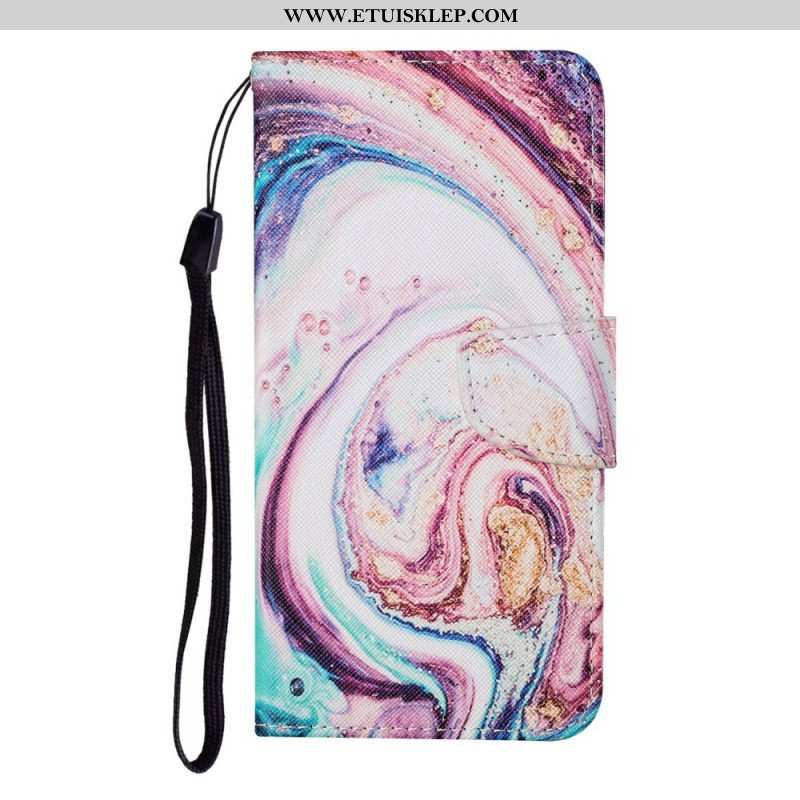 Etui Folio do Samsung Galaxy S22 Ultra 5G Marmur Ze Smyczą